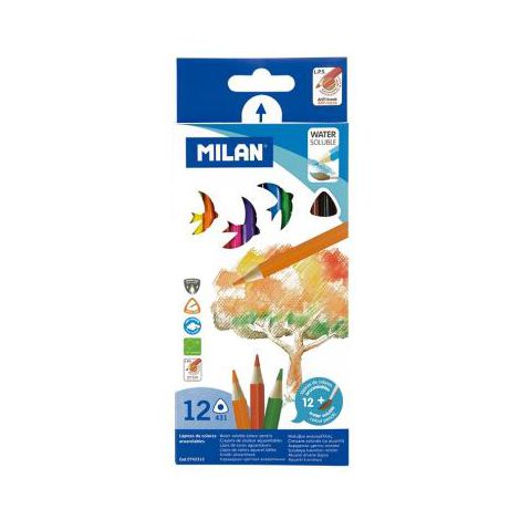Kredki akwarelowe Milan 431 trójkątne, 12 kolorów